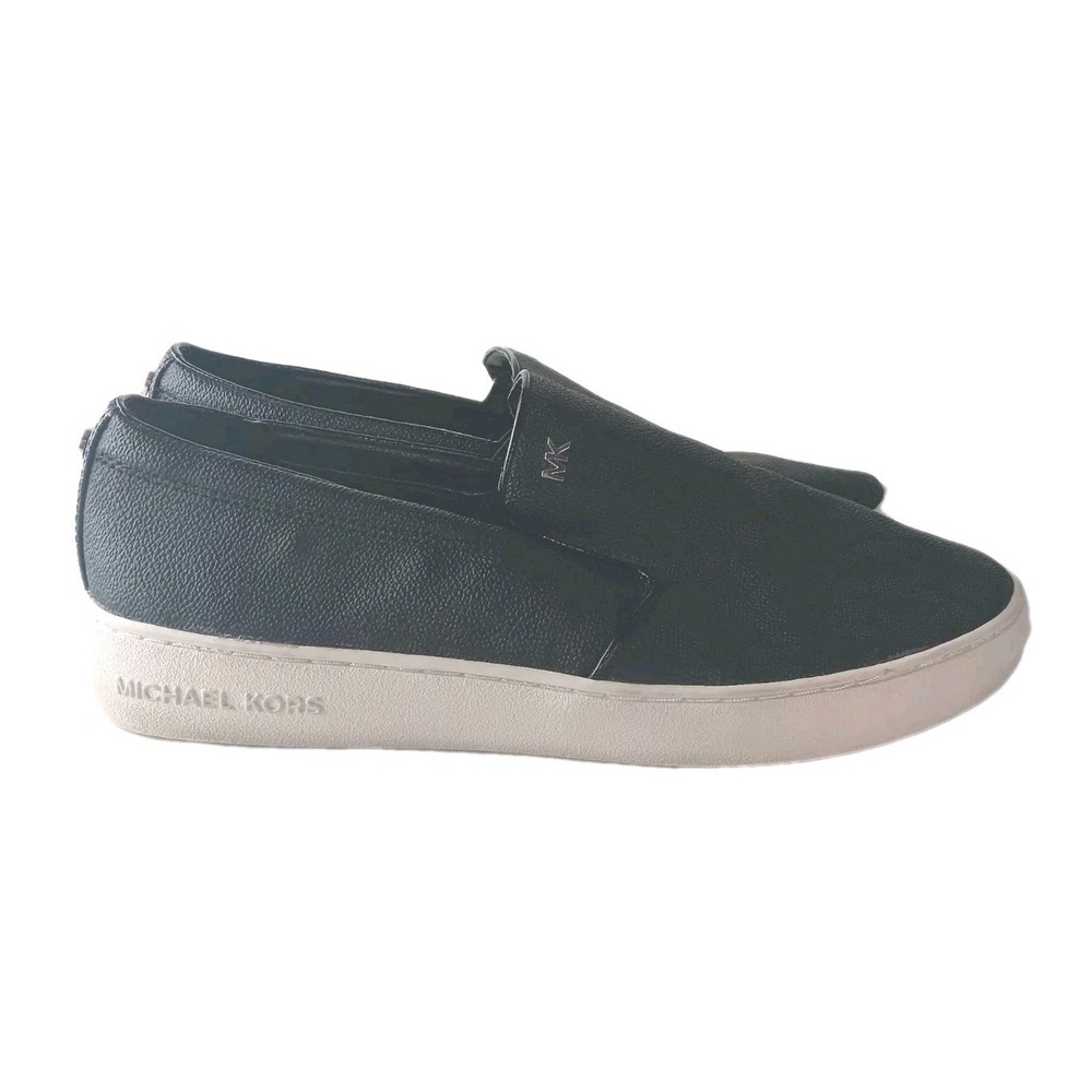 Michael Kors Slip On Keaton Sneaker MK Logo Signature Canvas Black Women Size 10